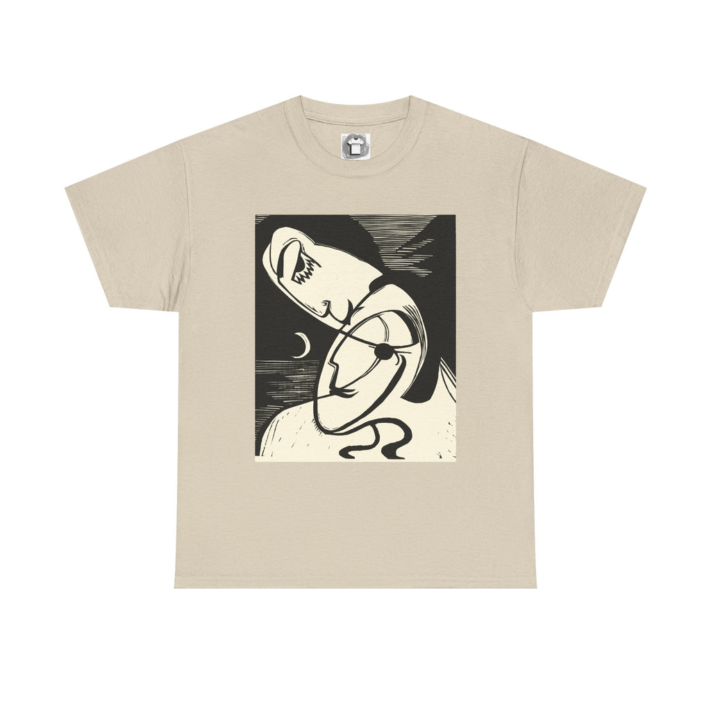 Lovers of the Half Moon — Surrealist Linocut Shirt