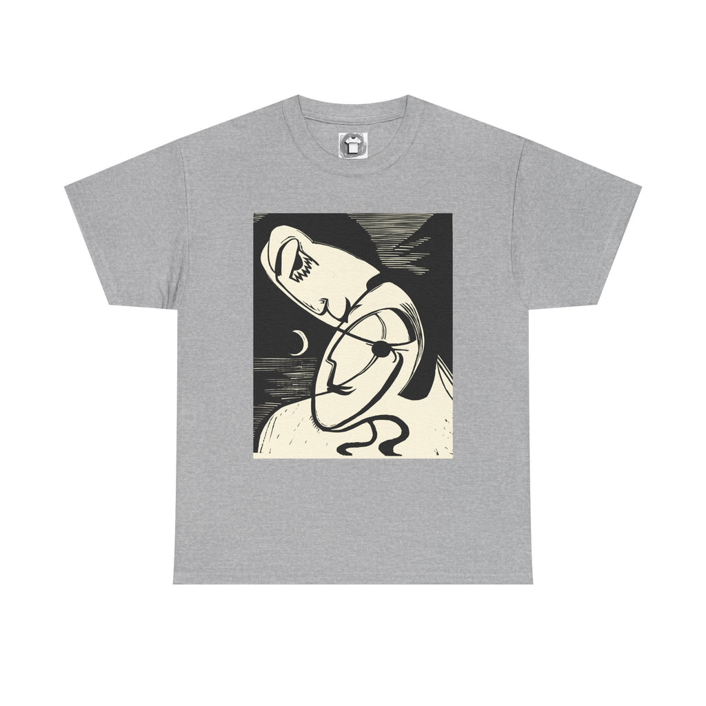 Lovers of the Half Moon — Surrealist Linocut Shirt