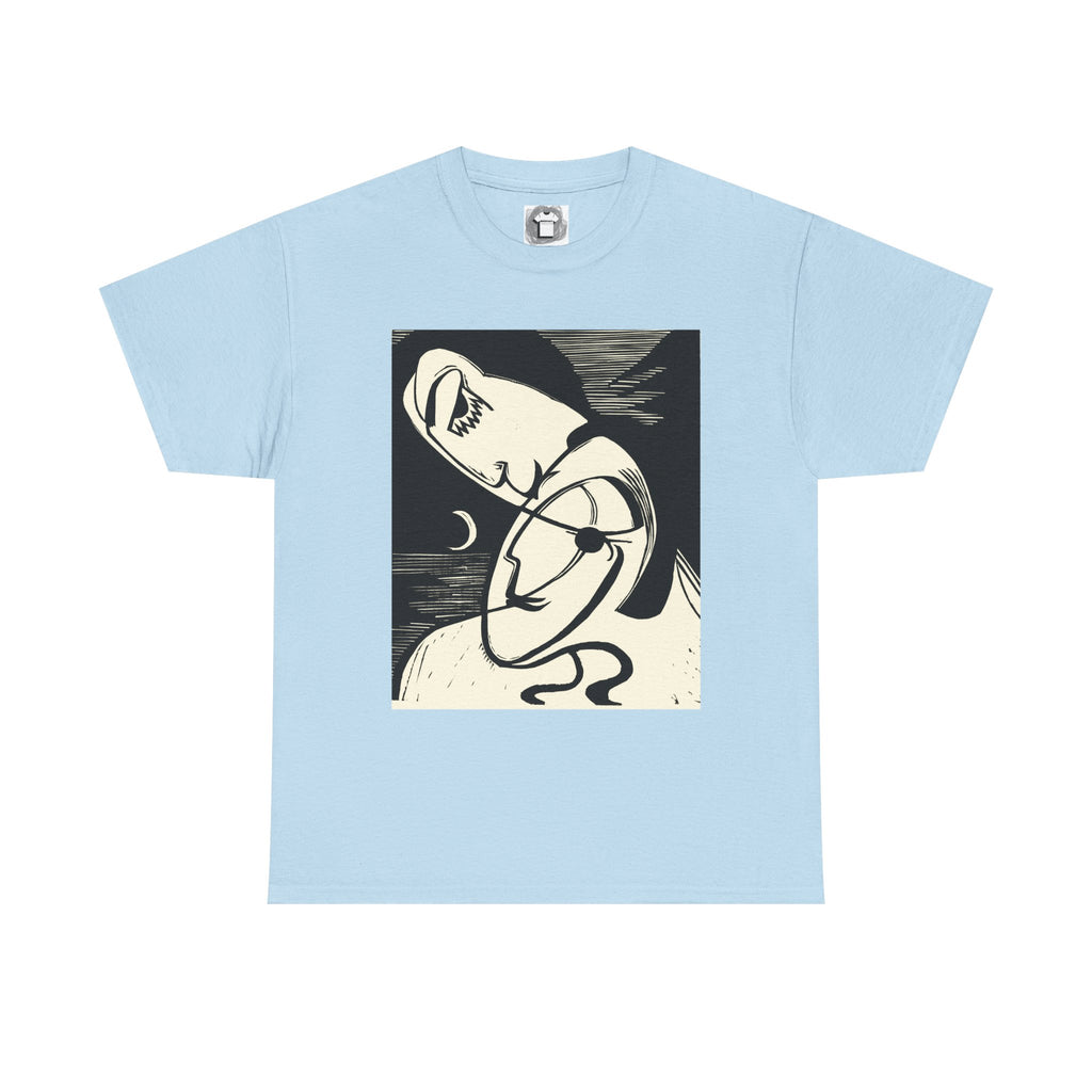 Lovers of the Half Moon — Surrealist Linocut Shirt