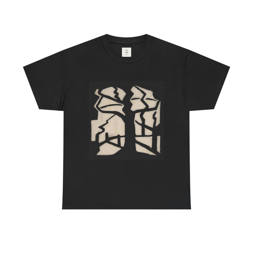 Rorschach Forest Abstract Woodland Shirt, close detail of the charcoal and cream illustration