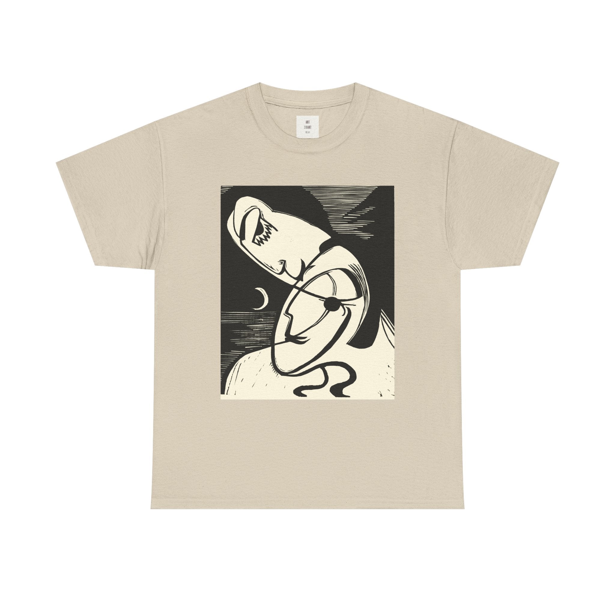 Lovers of the Half Moon — Surrealist Linocut Shirt