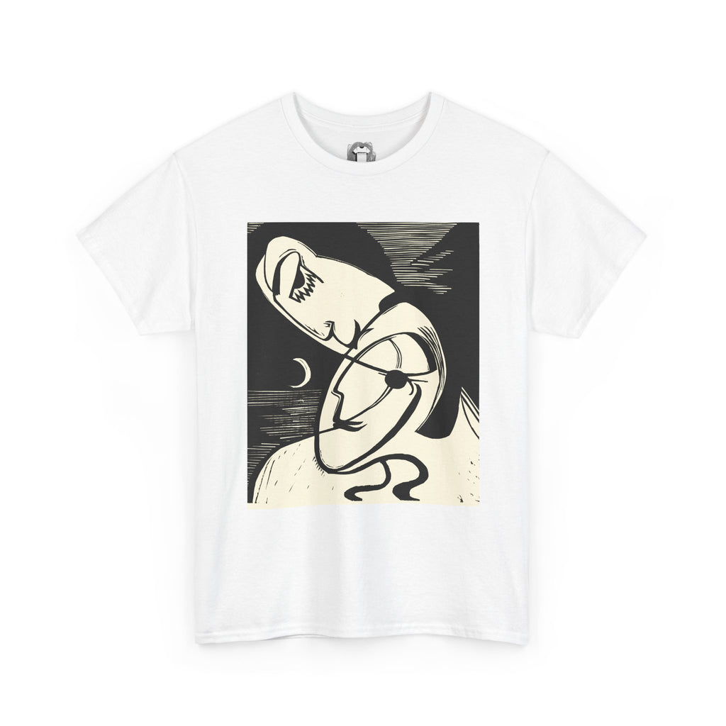 Lovers of the Half Moon — Surrealist Linocut Shirt