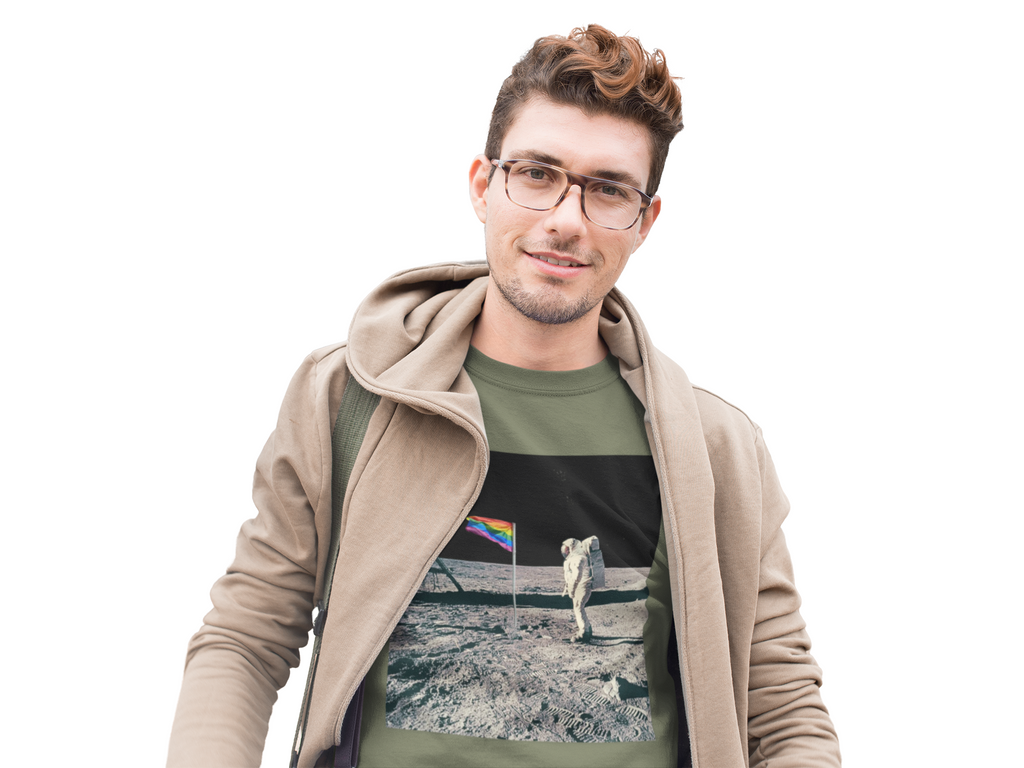 Pride of the Moon — Retro Space Rainbow Flag Shirt