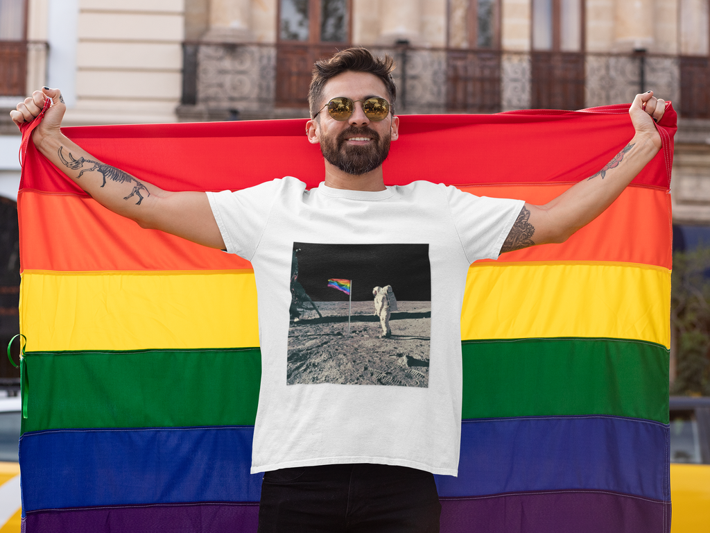 Pride of the Moon — Retro Space Rainbow Flag Shirt