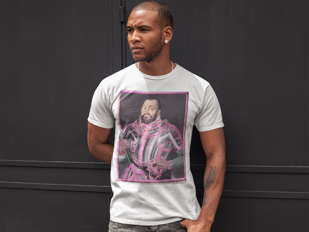 Baroque Pink King — Neon Renaissance Portrait Shirt