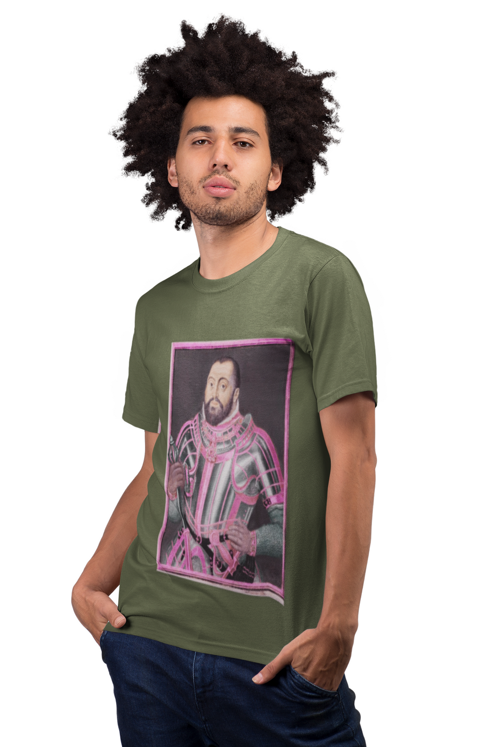 Baroque Pink King — Neon Renaissance Portrait Shirt