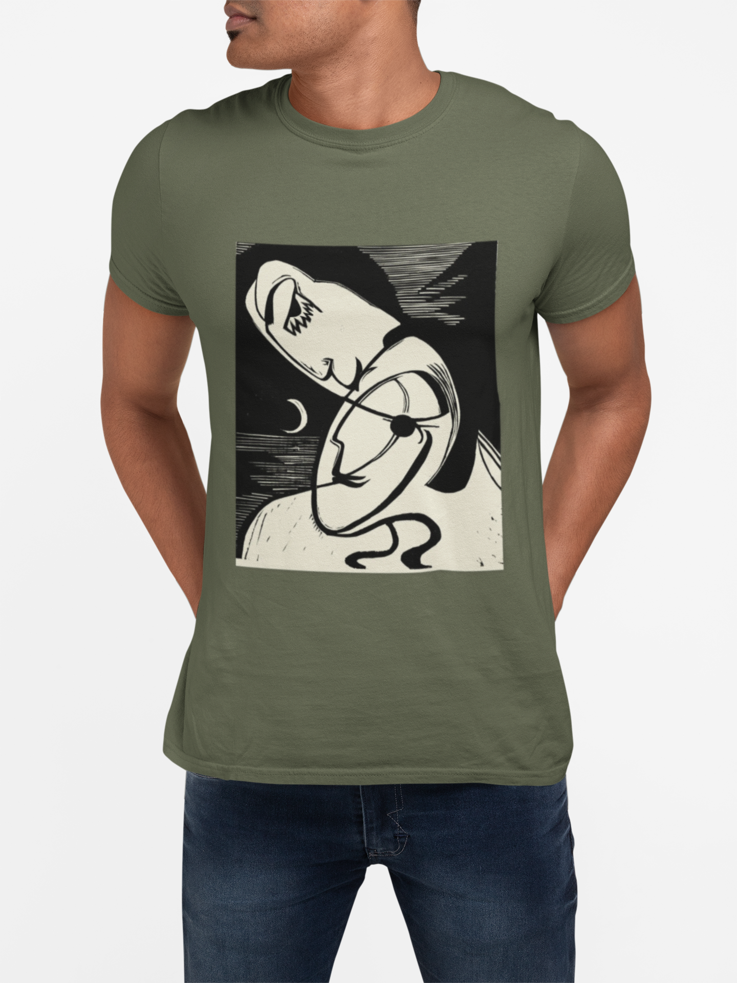 Lovers of the Half Moon — Noir Line Art Shirt