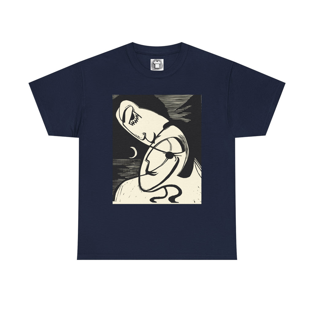 Lovers of the Half Moon — Surrealist Linocut Shirt