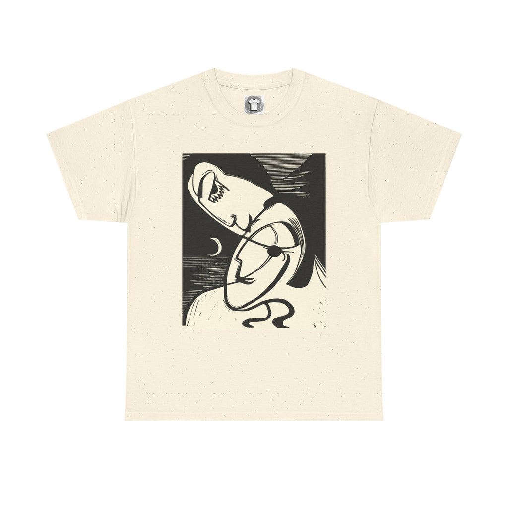 Lovers of the Half Moon — Surrealist Linocut Shirt