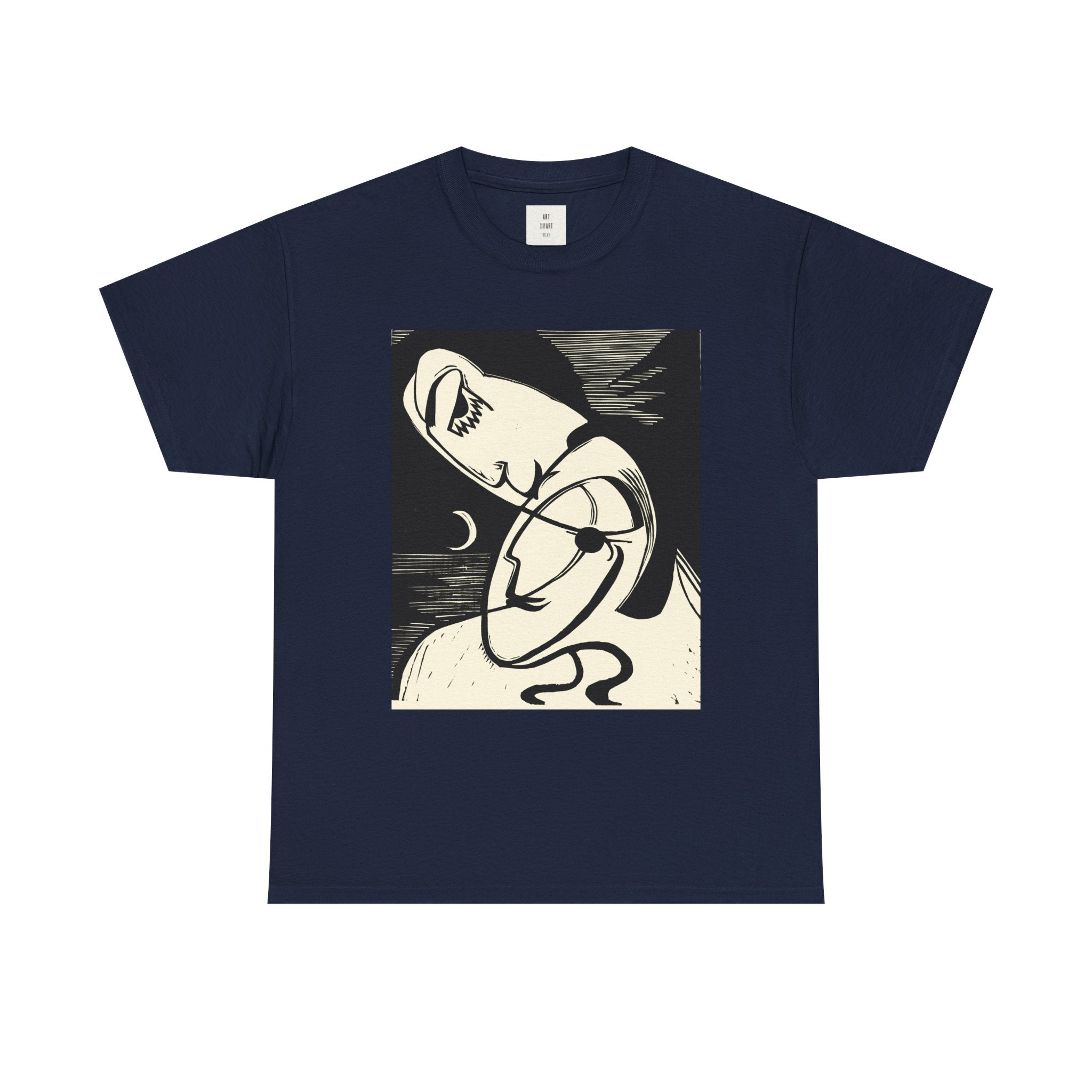 Lovers of the Half Moon — Surrealist Linocut Shirt