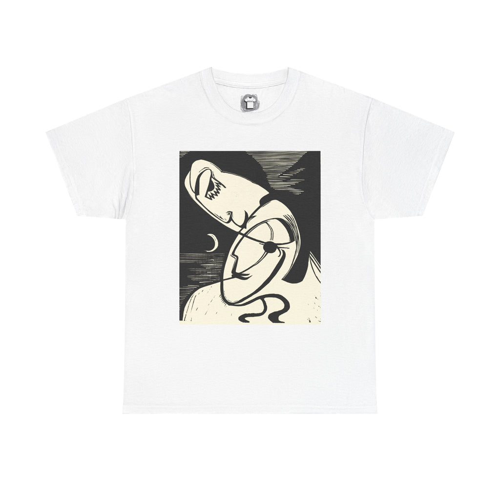 Lovers of the Half Moon — Surrealist Linocut Shirt
